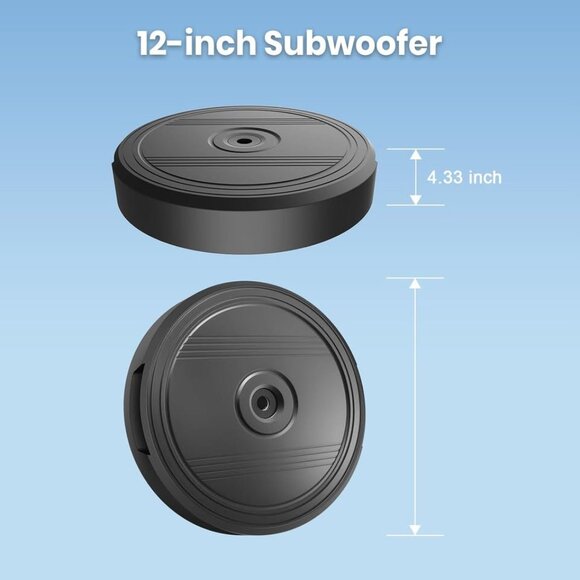 Junsun 800W 12" Car Subwoofer with Spare Tire Anti-Theft Design, Deep Bass, - Picture 7 of 9